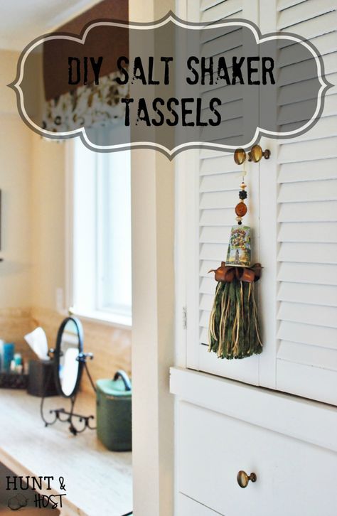 Salt Shaker Tassels: (Easiest when shaker holes are on top of s&p shakers. Can drill hole in top if necessary.) Diy Salt Shaker, Tassels Tutorials, Tassel Crafts, How To Make Tassels, The Lord Is Good, Diy Tassel, Salt Shaker, Upcycled Crafts, Crafty Diy