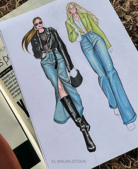 Denim Fashion Illustration, Relatable Illustrations, Fashion Sketchbook Inspiration, Fashion Illustration Poses, Fashion Dream Job, Fashion Career, Fashion Illustration Tutorial, Fashion Illustrations Techniques, Fashion Drawing Tutorial