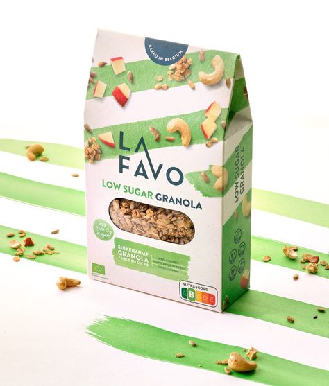 La Favo – Packaging Of The World Granola Packaging, Low Sugar Granola, Ingredients Photography, Cereal Packaging, Granola Cookies, Healthy Crackers, Sugar Packaging, Fruit Packaging, Food Graphic Design