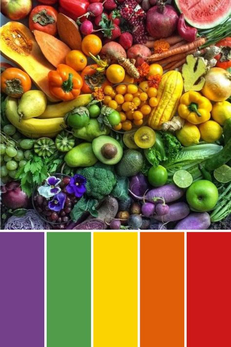 Grocery Color Palette, Vegetable Colour Palette, Vegetable Color Palette, Healthy Food Color Palette, Vegetables 5 Colors, Tropical Fruit Color Palette, Food Colors Palette, Soul Food Restaurant, Color Palette Challenge