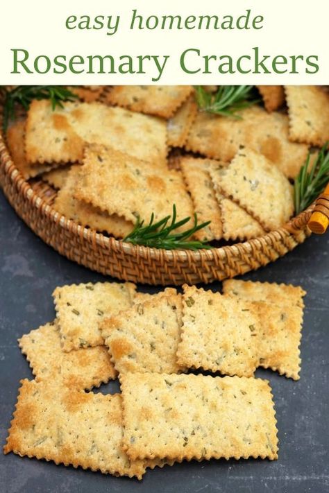 Almond Flour Rosemary Crackers, Salt And Pepper Crackers, Rosemary Parmesan Crackers, Herb Crackers Recipe, Salted Crackers Recipes, Cream Crackers Recipe, Mediterranean Crackers, Dill Crackers Recipe, Cracker Recipes Homemade