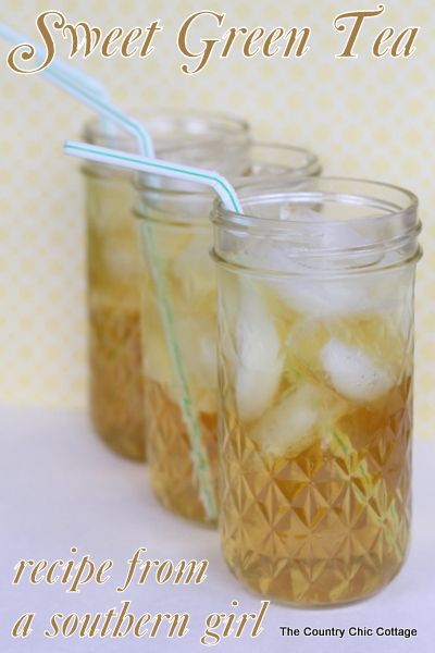 Iced Green Tea Recipe Pitcher, Green Iced Tea Recipe, Green Tea Pitcher Recipe, Sweet Green Tea Recipe, Sweet Green Tea, Cottage Diy, Coconut Dessert, Green Tea Recipes, Iced Green Tea