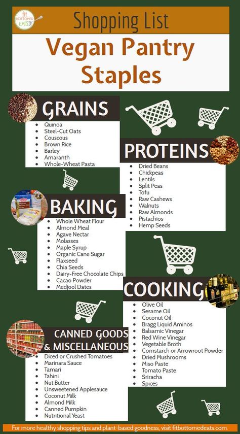 Vegan Pantry Staples, Vegan Staples, Vegan Grocery List, Stock Your Pantry, Vegan Pantry, Health Chart, Grocery Shopping List, Vegan Grocery, Meal Options