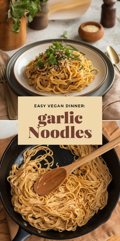 Close-up of a bowl of creamy, savory vegan garlic noodles perfect for an easy meatless dinner. 4 Ingredient Vegan Recipes, Plant Based No Oil Recipes, Vegan Rice Noodle Recipes, Vegan Easy Dinner, Wfpb Recipes No Oil, Vegan Noodle Recipes, Vegan Garlic Pasta, Vegan Pasta Dishes, Dr Fuhrman Recipes