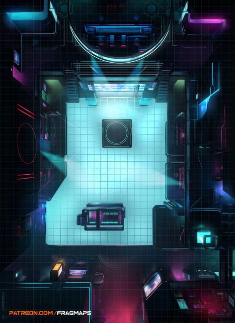 Cyberpunk nightclub TTRPG battle map Rooftop Battlemap, Cyberpunk Maps Rpg, Cyberpunk Dnd Map, Cyberpunk Red Map, Cyberpunk Nightclub, Cyberpunk Battlemap, Cyberpunk Club, Cyberpunk Map, Cyberpunk Dnd