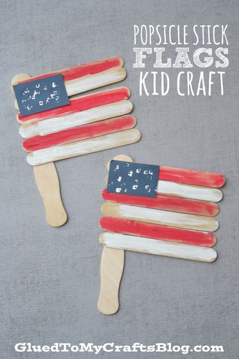 The Great Kid Friendly Art, Patriotic Kids, Flag Crafts, Summer Camp Crafts, Kid Friendly Crafts, Church Crafts, Kid Craft, Patriotic Crafts, Popsicle Stick Crafts