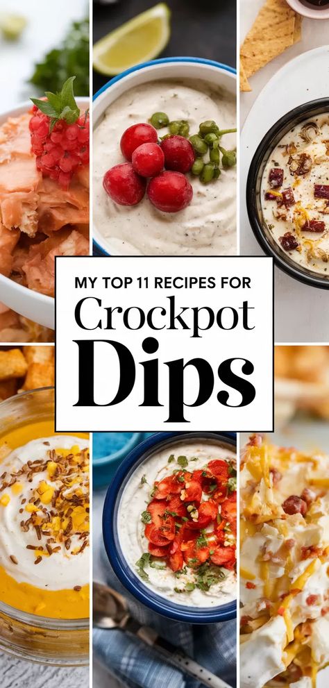 A set of photos of recipes of Crockpot Dips Crock Pot Dip Recipes, Slow Cooker Dip Recipes, Creamy Spinach Artichoke Dip, Crockpot Dips, Recipes For Crockpot, Slow Cooker Dips, Best Dips, Crock Pot Dips, Lazy Weekend