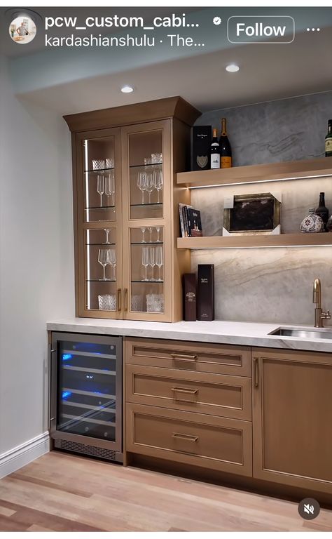 Built Ins With Wine Fridge, Kitchen Beverage Bar, Kitchen Dry Bar Ideas, Wetbar Remodel Living Room, Bar Wall Cabinet Ideas, Wet Bar Basement Ideas, Built In Bar In Dining Room, Built In Bar Ideas For Home, Dry Bar Wall Ideas