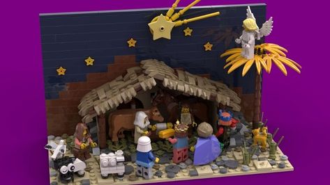 Nativity from BrickLink Studio [BrickLink] Lego Nativity Scene, Lego Nativity, Nativity Scene Diy, Lego Winter Village, Lego Winter, Lego Christmas, Christmas Note, The Nativity, Lego Moc