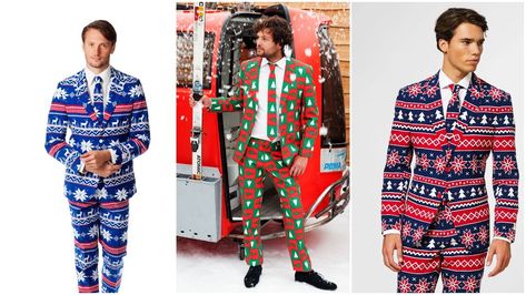 Holiday Suits Inspired by Ugly Christmas Sweaters Holiday Suits, Christmas Suit, Given Name, Ugly Christmas Sweaters, Going Home, Ugly Christmas, The Hobbit, Being Ugly, Christmas Party