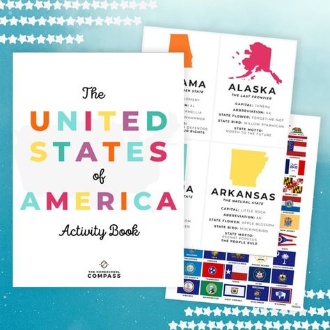 50 States Activities, 50 States Of America, Letter J Activities, Alphabetical Order Worksheets, Learning States, Elementary Homeschool, Homeschooling Activities, Geography Activities, Free Homeschool Printables