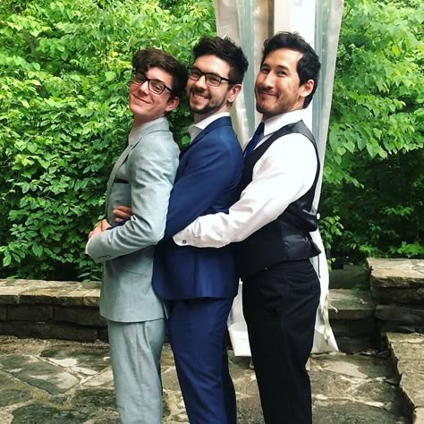 The goofballs at Wade's wedding Ethan Crankgameplays, Darkiplier And Antisepticeye, Gamer Boys, Mark And Ethan, Unus Annus, Jack And Mark, Youtube Gamer, Macklemore, Dan And Phil