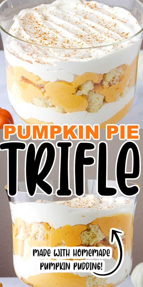 Pumpkin Triffle Recipe, Pumpkin Pie Trifle Recipes, Pumpkin Trifle Recipes, Pumpkin Pie Trifle, Pumpkin Cake Trifle Desserts, Pumpkin Trifle Desserts, Pumpkin Pudding Cool Whip Dessert, Pumpkin Vanilla Pudding Recipes, Easy Pumpkin Cream Trifle