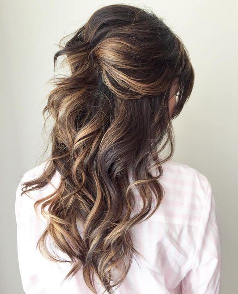 Curly Half Updo For Long Hair Down Do Wedding Hair, Half Up Curls, Messy Curls, Long Hair Updo, Wedding Hairstyles Half Up Half Down, Half Updo, Wedding Hair Down, Wedding Hairstyles For Long Hair, Half Up Hair