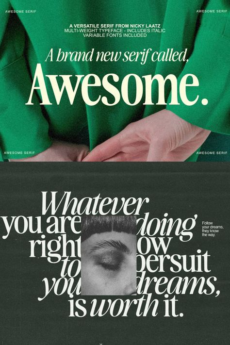 Say hello to Awesome Serif :) A dreamy multi-weight , multi height type family - In both Regular and Italic styles - 30 fonts in total. Two handy variable fonts are included if you have software that can read variable fonts. #ad Clean Serif Fonts, Typography Serif Font, Fun Serif Fonts, Cool Serif Fonts, Modern Serif Typography, Modern Serif Typeface, Bold Font Design, Meet The Designer, Modern Typography Design