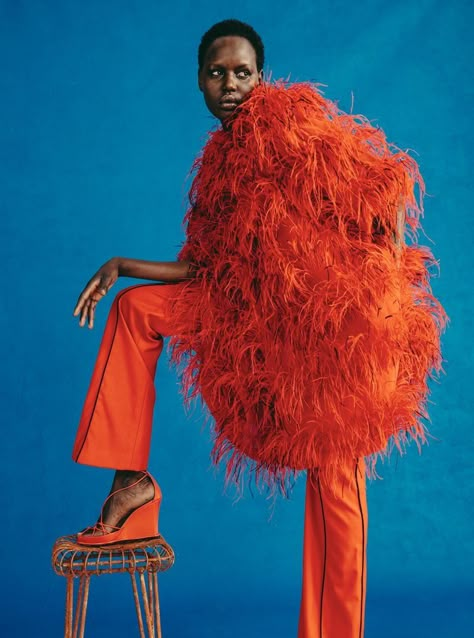 Ajak Deng In Bold Luxury by Danny Kasirye for Harrods Magazine — Anne of Carversville Colorful Fashion Photography Editorial, Colour Fashion Photography, Orange Editorial Photography, Editorial Style Photoshoot, Colorful Editorial Photoshoot, Bold Photoshoot Ideas, Orange Editorial, Bold Shoot, Orange Photoshoot