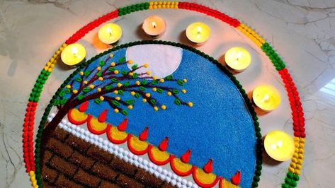 Lakshmi Pujan Rangoli, Kojagiri Purnima, Best Rangoli Design, 3d Rangoli, Diwali Rangoli Designs, Legs Mehndi, Poster Rangoli, Buddha Painting Canvas, Rangoli Designs Simple Diwali