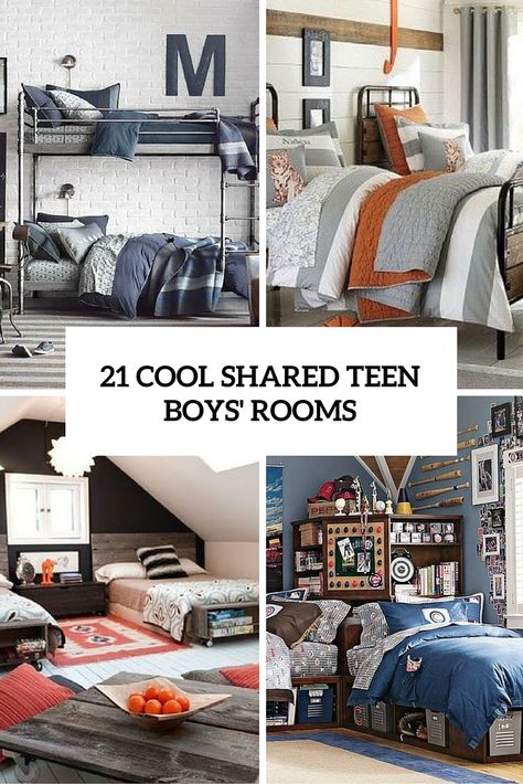 21 Cool Shared Teen Boy Rooms Décor Ideas Teenage Room Sharing Ideas, Teen Boy Shared Room, Teenage Boys Shared Bedroom Ideas, Teen Boy Shared Bedroom, Shared Teenage Boys Room, Shared Teen Bedroom, Teen Boys Shared Bedroom Ideas, Shared Teen Boys Room, Boys Shared Bedroom Ideas