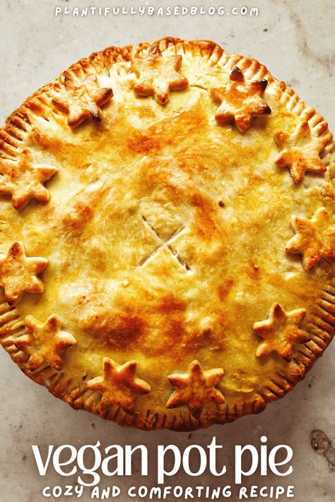 Comforting Homemade Vegan Pot Pie - Plantifully Based Lentil Pot Pie, Vegan Cottagecore Recipes, Vegan Puff Pastry Recipes Savory, Vegan Hand Pies, Tofu Pot Pie, Beef Stew Pie, Vegan Beef Stew, Gluten Free Pot Pie, Vegan Pot Pie Recipe