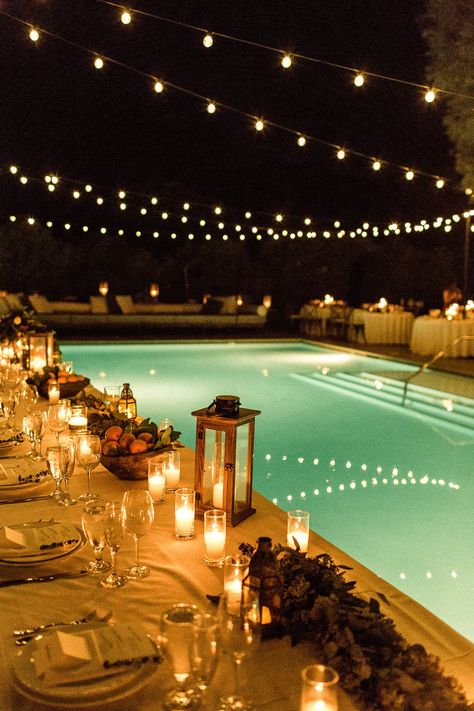 Alexandra Basch and Dylan Wolff’s Wedding in Palm Springs | Vogue Backyard Wedding Pool, Spring Engagement Party, Pool Wedding Decorations, Debut Planning, Wedding Website Examples, Formal Ideas, Website Examples, Pool Wedding, Cool Wedding