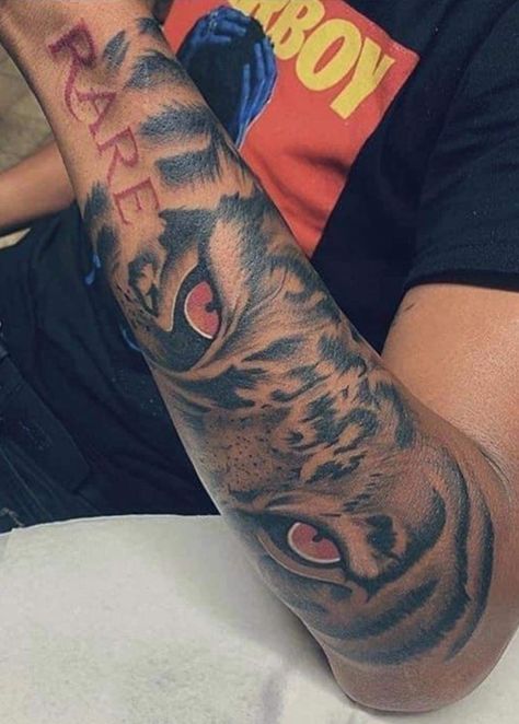 Panther Chest Tattoo Men, Tiger Tattoo Eyes, Wolf Eye Tattoo Forearm, Fore Arm Tattoo Man, Tiger Eyes Tattoo Design, Animal Eyes Tattoo, Tiger Tattoo Design Men, Tiger Tattoo Forearm, Lion Eyes Tattoo