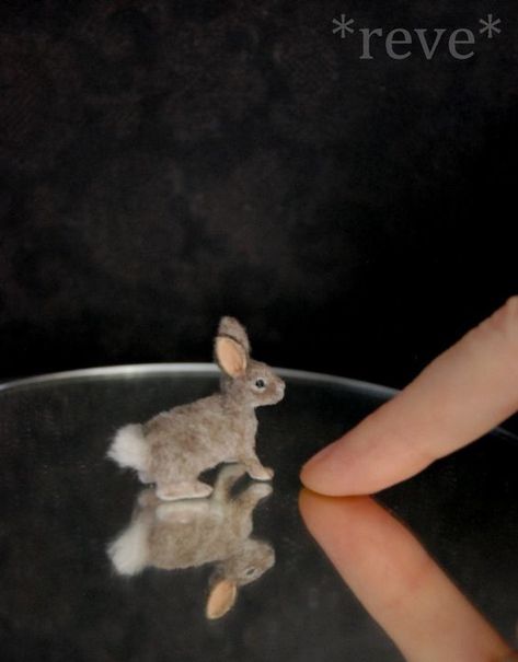 Cottontail Rabbit, Miniature Sculpture, X Stitch, Handmade Sculpture, Miniature Animals, Miniature Crafts, Handmade Miniatures, Needle Felted Animals, Wet Felting