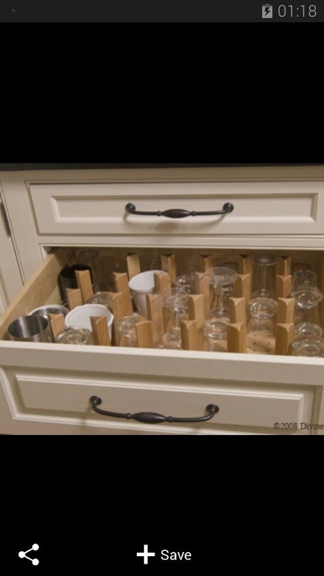 Glassware drawer dividers Glassware Drawer, No Upper Cabinets, Interior Design Kitchen Contemporary, Glass Shelves In Bathroom, Kitchen Layouts With Island, Glass Cupboard, Dream Pantry, Coffee Stations, Bar Inspiration