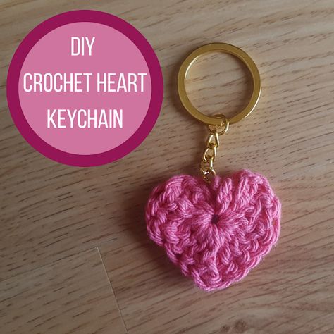 Keeping it Real: DIY Crochet Heart Keychain - with video tutorial! Crochet Heart Keychain Pattern, Diy Crochet Heart, Diy Crochet Keychain, Crochet Heart Keychain, Crochet Couch, Diy Bag Charm, Crochet Garden, Quick Crochet Projects, Aesthetic Pin