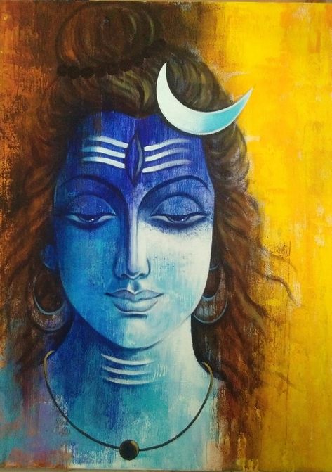 Painting Shiva, Ganesh Art Paintings, Buddha Art Painting, Ganesh Art, Buddha Painting, Ganesha Painting, Shiva Art, Indian Folk Art, Art Painting Gallery