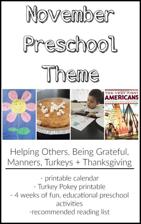 November Preschool Theme - 4 weeks of fun, educational preschool activities… Preschool Syllabus, November Preschool Themes, November Homeschool, November Preschool Activities, Thankful Projects, November Lesson Plans, November Themes, Preschool November, November Preschool