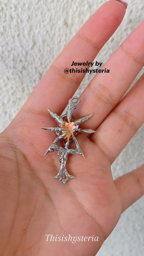 Spiky soldered jewelry by thisishysteria on instagram Metal Soldering Jewelry, Soldering Jewelry Tutorials, Soldered Pendants Tutorial, Soft Solder Jewelry, Soldering Projects, Bedroom Plants Decor, Cottagecore Crafts, Melted Metal, The Queen Of Sheba