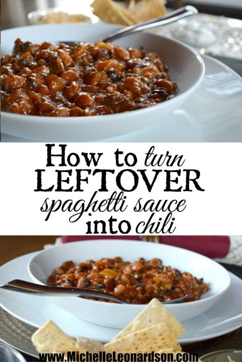 Out of freezer space for your leftover spaghetti sauce? Try something new and turn it into chili!  It's SO easy and delicious! Recipe For Leftover Spaghetti Sauce, Recipe Using Spaghetti Sauce, Leftover Spaghetti Sauce, The Best Chili Recipe, Chili Spaghetti, Leftover Spaghetti, The Best Chili, Best Chili, Spaghetti Meat Sauce