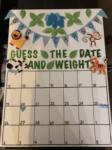 Guess The Date DIY board Diy Guess The Due Date Calendar, Due Date Calendar Game Diy, Guess The Birth Date Calendar, Baby Due Date Guessing Game, Guess The Weight And Date, Guess The Date Baby Shower Calendar, Guess Baby Due Date Calendar, Gender Games, Guess The Due Date Calendar