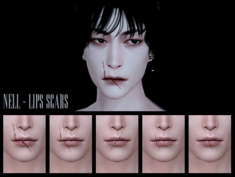 Sims 4 Lip Scar, Sims 4 Cc Male Mouth, Sims 4 Cc Top Surgery Scars, Sims 4 Cc Body Wounds, Sims 4 Scars Cc, Blush Face, Sims 4 Tattoos, The Sims 4 Skin, Sims 4 Anime