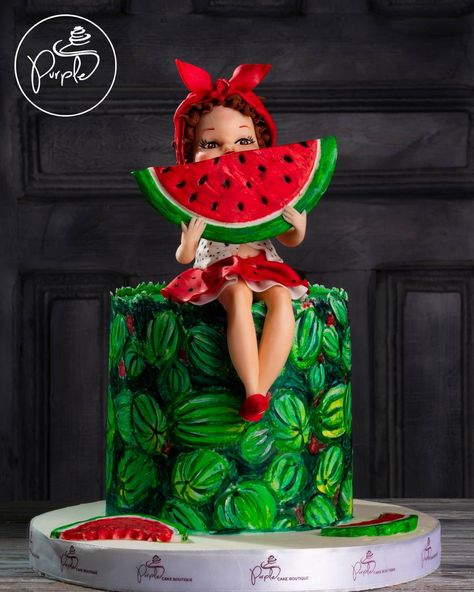 Kids cake #cake #cakedesign #cakeideas #watermelon #watermeloncake Barbie Dress Cake, Comic Cake, Gravity Cake, Watermelon Cake, Mini Cakes Birthday, Baby Birthday Cakes, Christmas Tree Inspiration, Crazy Cakes, Cute Birthday Cakes