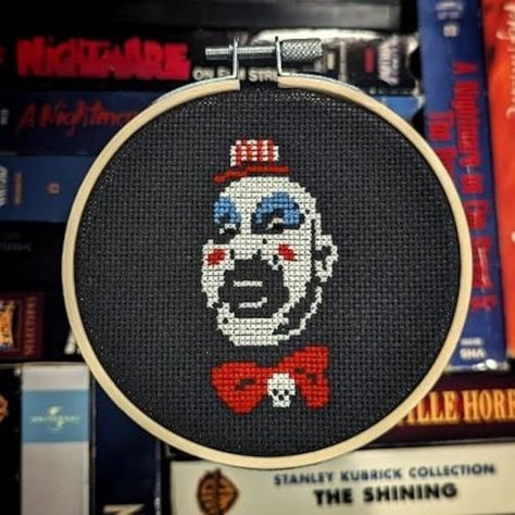 NightSkyStudioDee - Etsy Cross Stitch Horror, Simple Cross Stitch Patterns Free, Horror Perler, Horror Cross Stitch, Captain Spaulding, Chart Pattern, Aida Cloth, Hoop Embroidery, Pattern Collection