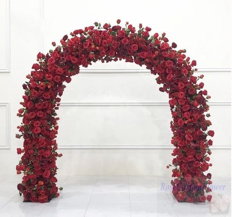 Burgundy Wedding Arch, Floral Combinations, Haitian Wedding, Flower Wedding Table, Whimsical Backdrop, Red Carpet Theme, Wedding Gate, Wedding Table Runner, Wedding Archway