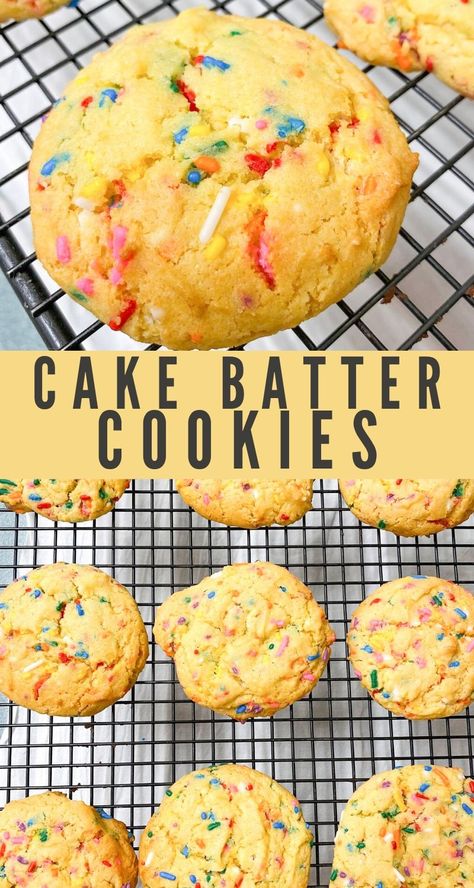 Cake Batter Extract Recipes, Vanilla Cake Mix Cookies, Cake Batter Cookies Recipe, Cake Batter Extract, Super Bowl Cookies, Diy Sugar Cookies, Superbowl Desserts, Cake Batter Cookies, Party Dip Recipes