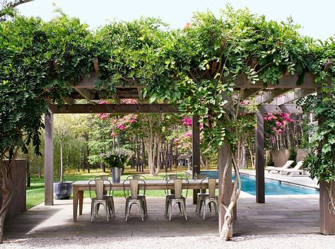 “The pergola at artist @david_salle's compound. Photo by @williamwaldronphoto” Pergola Dining, Pergola Diy, Cheap Pergola, Pergola Swing, Patio Pergola, Building A Pergola, Modern Pergola, Pergola Design, Pergola Garden