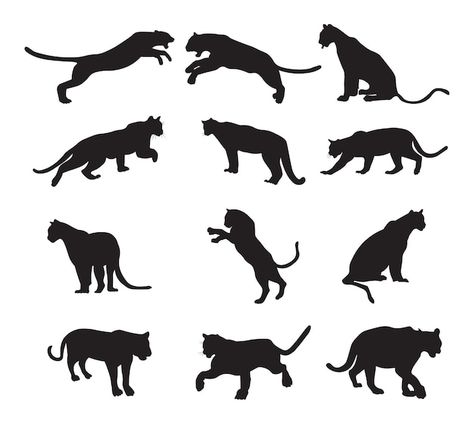 Vector set puma silhouette vector illust... | Premium Vector #Freepik #vector #puma #jaguar #cheetah #wild-animals Jaguar Silhouette, Birthday Squad Shirts, Black Puma, Mini Canvas Art, Mini Canvas, Minimalist Tattoo, Wild Animals, Jaguar, Premium Vector