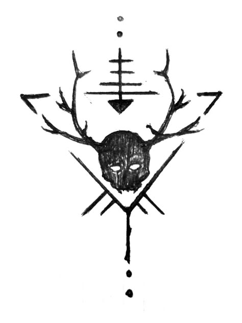 Viking Drawing Reference, Apocalypse Symbols, Wendigo Symbol, Wendigo Drawings, Runes Drawing, Wendigo Drawing, Cernunnos Tattoo, Wendigo Tattoo, Norse Tattoo Ideas