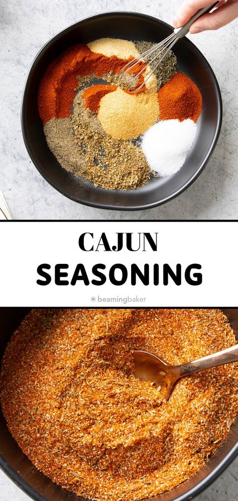 Cajun Seasoning from Beaming Baker. Smoky, fragrant, and spicy, make this cajun seasoning recipe in 1-minute for a DIY spice you can use on veggies, protein and appetizers! Cajun Seasoning Recipe, Yogurt Homemade, Cajun Seasoning Mix, Cajun Spice Mix, Homemade Cajun Seasoning, Pasta Homemade, Homemade Spice Mix, Homemade Seasoning, Cheese Homemade