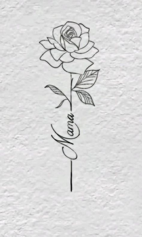 Name Tattoos With Rose, Rose Heartbeat Tattoo, Rose With Word Stem Tattoo, Rose Name Tattoos For Women, Angel And Rose Tattoo, Mom Rose Tattoo, Mom Tattoo Designs For Daughter, Grandmother Tattoos, Cute Rose Tattoos