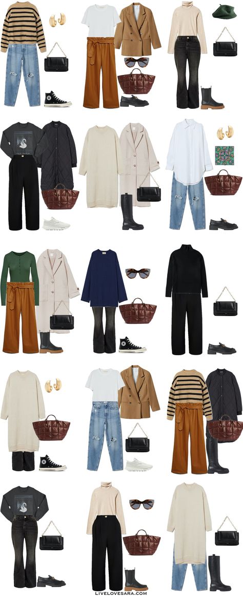 How to Build a Warm Tone Minimalist Capsule Wardrobe for Fall - livelovesara Women Earth Tone Outfits, Casual Outfits Earth Tone, Warm Earth Tones Outfit, Dark Earth Tone Outfits, 70s Inspired Capsule Wardrobe, Capsule Wardrobe Earth Tones, Earth Tone Style Hijab, Winter Tone Outfits, Earthtone Outfits Earth Tones