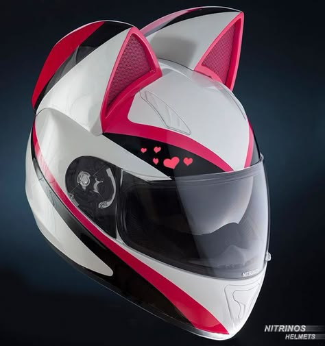 Cute Cat Motorcycle Helmets Keep The Sweetest Biker Bad Asses Safe -  #cat #cute #motorcycle Motorcycle Helmet Design, Biker Helmets, Cool Motorcycle Helmets, Custom Motorcycle Helmets, Image Moto, Motorbike Helmet, Indian Motorcycles, Moto Cross, Sports Bikes Motorcycles