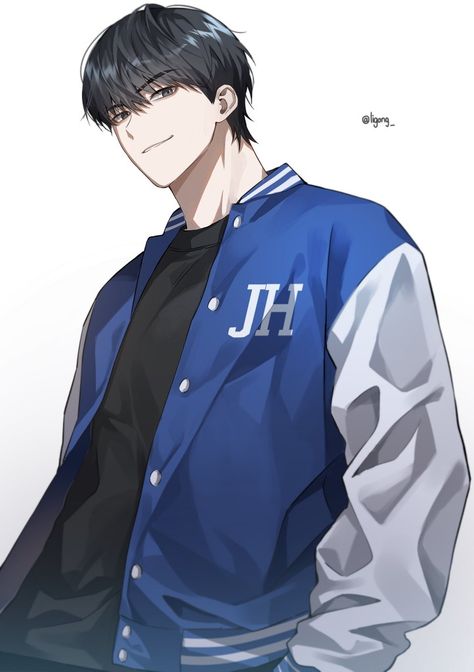 Anime Man Pose, Anime Guy Outfits, Lookism Fashion, School Webtoon, Basketball Drawings, Jacket Drawing, Male Outfit, Basketball Anime, Warrior Concept Art