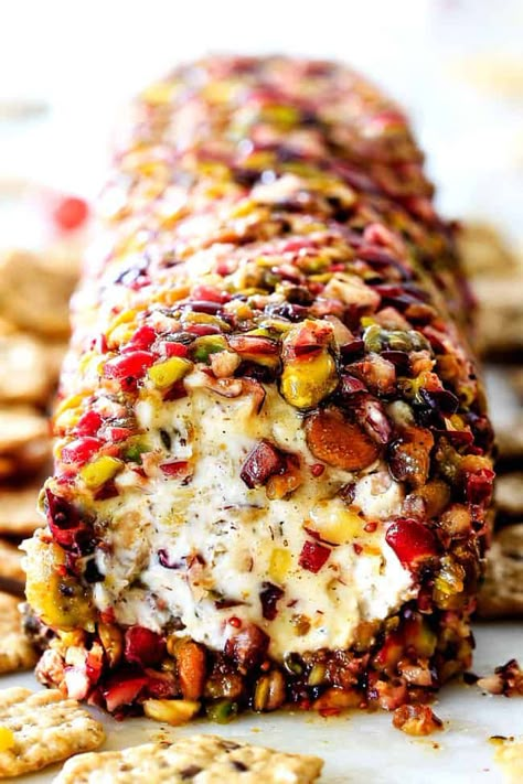 Easy Cranberry Pistachio Cheese Log - Carlsbad Cravings Cranberry Pistachio Cheese Log, Impressive Appetizers, Cheese Log, Cranberry Pistachio, Carlsbad Cravings, Doner Kebab, Cheese Balls, Lime Chicken, Winter Recipes