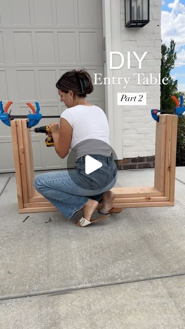 Haylee Griffin | DIY + Home on Instagram: "Fits like a glove 🎉 Comment PAINT for a link to my affordable paint sprayer! DIY Entryway Table Build Part 2  #diytable #paintsprayer #diyfurniture #smmakelifebeautiful #entrywaytable #entrywaydesign #interior123 #buildwithme" Diy 2x4 Console Table, Build Entryway Table, Practical Entryway Ideas, Diy Entrance Table, Entryway Ideas Table, Entry Way Table Diy, Diy Hallway Table, Diy Hall Table, Entry Way Table Ideas