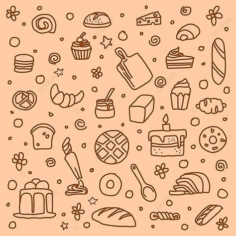 Coffee And Bakery, Fruit Doodle, Coffee Doodle, Food Doodles, Doodle Background, Coffee Vector, Doodle Cartoon, Doodle Icon, Wallpaper Shop