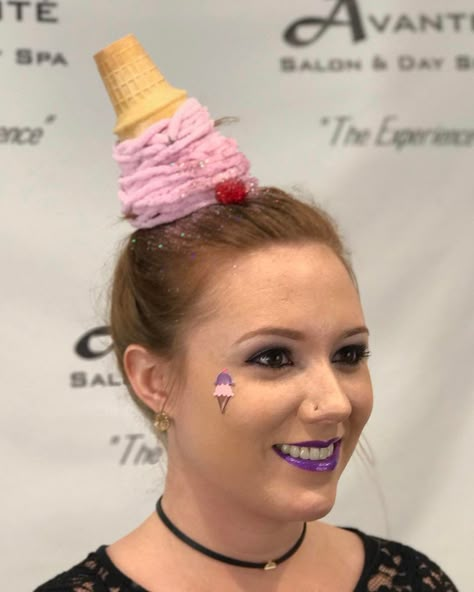 🍦everything is better with a cherry on top 🍒 Jessica makes one cute cone! #updo Crazy Hair Ideas, Crazy Hair For Kids, Crazy Hair Day Ideas, Hair For Kids, Wacky Hair Day, Crazy Hat, Crazy Hat Day, Hair Socks, Wacky Hair Days